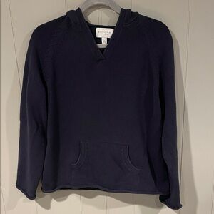 Sonoma V-Neck Pocket Hoodie Sweater Navy Blue Women Large